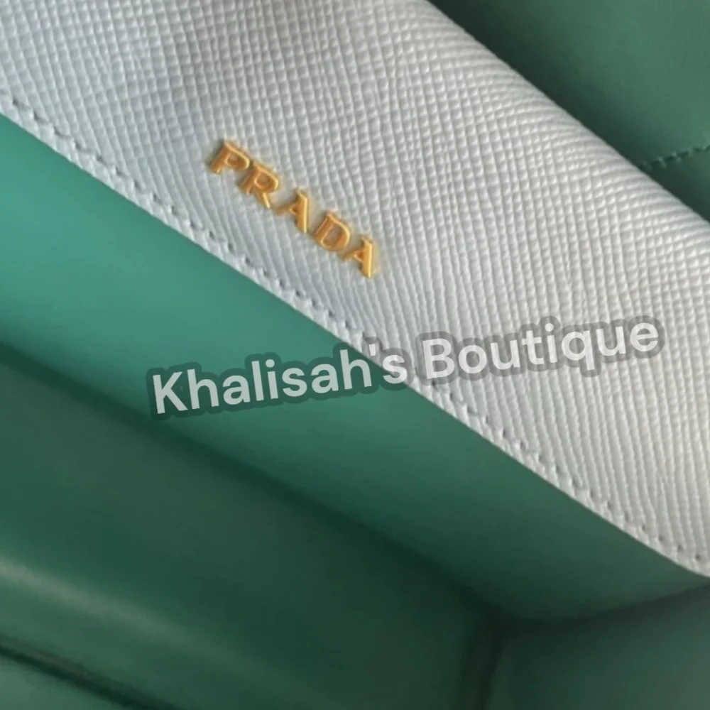 Rare! NEW! Prada Saffiano Cuir Double Handle Medium Tote Aqua TIFFANY BABY BLUE - Picture 10 of 16